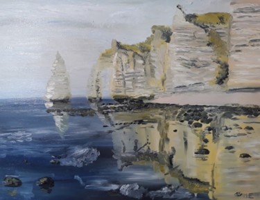 Schilderij getiteld "etretat" door Oeilme, Origineel Kunstwerk, Olie