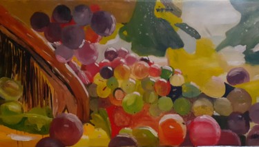 Painting titled "Vignes raisins" by Oeilme, Original Artwork, Oil