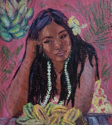 Pintura intitulada "Puakenikeni wahine" por Emily Bouvet, Obras de arte originais, Acrílico