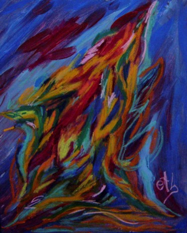 Pintura titulada "L'Éveil d'un Phoenix" por E. Angie Boucard, Obra de arte original