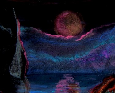 Pintura titulada "Lune mysterieuse" por E. Angie Boucard, Obra de arte original