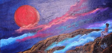 Painting titled "Coucher de soleil o…" by E. Angie Boucard, Original Artwork, Acrylic