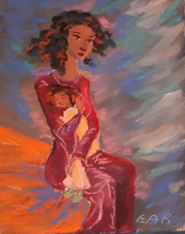 Painting titled "Enfant intérieur" by E. Angie Boucard, Original Artwork, Acrylic