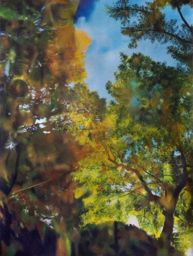 Malerei mit dem Titel "Miroir d'automne 2" von Émeline Garet, Original-Kunstwerk, Acryl