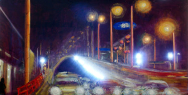 Картина под названием "The darkest nights…" - Emese Bács, Подлинное произведение искусства, Масло Установлен на Деревянная р…