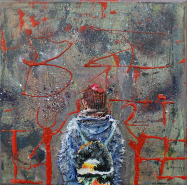 Картина под названием "21 life filling II." - Emese Bács, Подлинное произведение искусства, Пигменты Установлен на Деревянна…