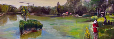 Peinture intitulée "Old lake in Alsóném…" par Emese Bács, Œuvre d'art originale, Huile Monté sur Châssis en bois
