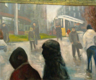 Painting titled "Moszkva Square" by Emese Bács, Original Artwork