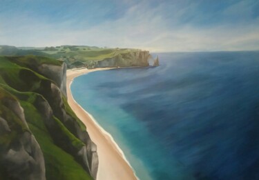 Painting titled "Etretat" by Emese Chauvel, Original Artwork, Acrylic Mounted on Wood Stretcher frame