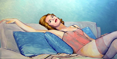 Painting titled "Pink Lady" by Emilia Amaro, Original Artwork, Acrylic