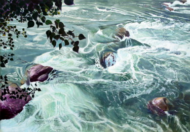 Painting titled "Passirio river In M…" by Emilia Amaro, Original Artwork, Acrylic