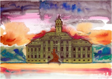 Pintura intitulada "Major house, Szeged" por Emilia Amaro, Obras de arte originais, Aquarela