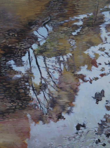 Painting titled "Tenno Lake detail 4" by Emilia Amaro, Original Artwork, Acrylic