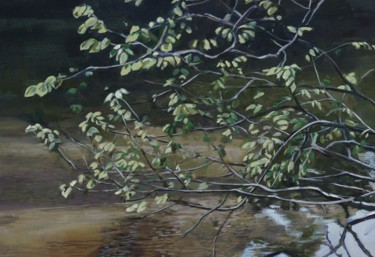 Painting titled "Tenno Lake Detail 8" by Emilia Amaro, Original Artwork, Acrylic