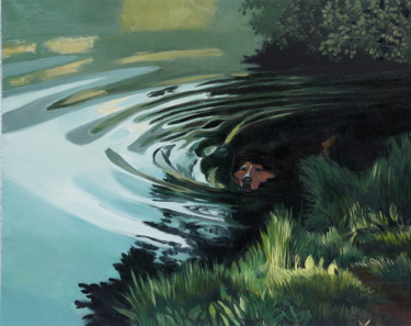 Painting titled "Sheila taking bath" by Emilia Amaro, Original Artwork, Oil