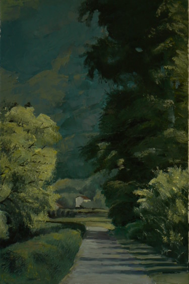 Painting titled "Walking way Burgstal" by Emilia Amaro, Original Artwork, Oil