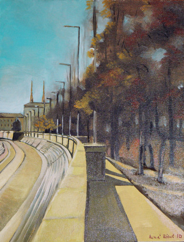 Картина под названием "Szeged embankment" - Emilia Amaro, Подлинное произведение искусства, Масло