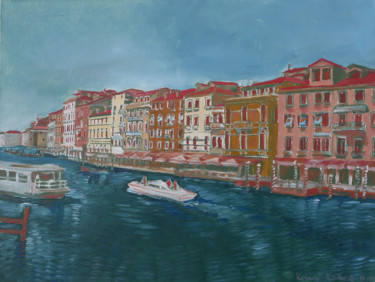 Painting titled "Venice above the bl…" by Emilia Amaro, Original Artwork, Oil
