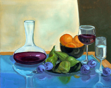 Painting titled "Orange & figs & plu…" by Emilia Amaro, Original Artwork, Oil