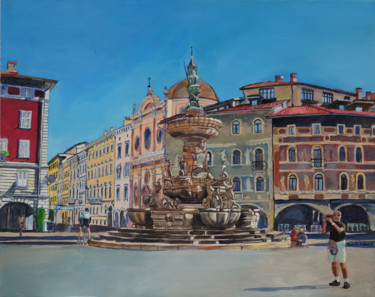 Pintura intitulada "Fontana del Nettuno…" por Emilia Amaro, Obras de arte originais