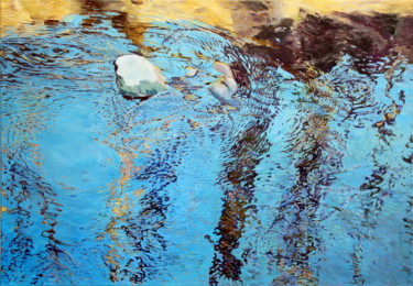 Painting titled "Stone in the Stream" by Emilia Amaro, Original Artwork, Acrylic
