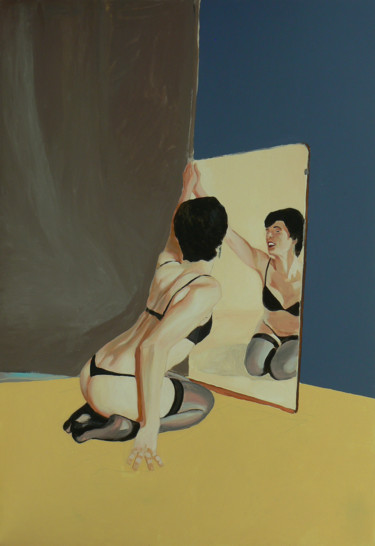 Malerei mit dem Titel "Who is that girl?" von Emilia Amaro, Original-Kunstwerk, Acryl