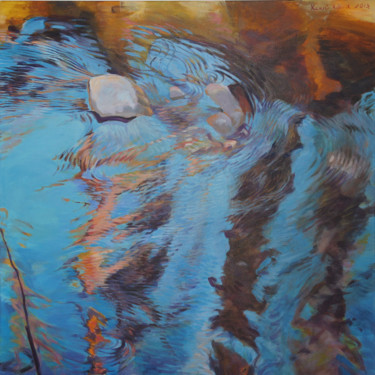 Malerei mit dem Titel "Stream, twisting" von Emilia Amaro, Original-Kunstwerk, Acryl