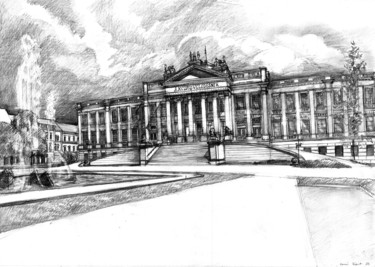Zeichnungen mit dem Titel "Szeged Museum" von Emilia Amaro, Original-Kunstwerk, Graphit