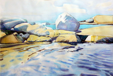 Pintura titulada "On the sandy shore" por Emilia Amaro, Obra de arte original, Acuarela