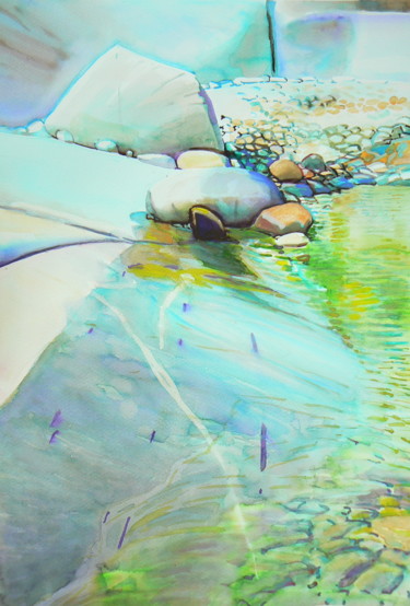 Картина под названием "Sandy shore" - Emilia Amaro, Подлинное произведение искусства, Акварель