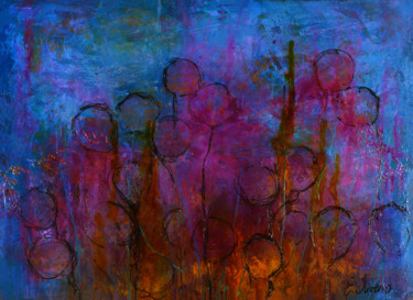 Картина под названием "Dew on flowers_2" - Emilia Oliverio, Подлинное произведение искусства, Акрил