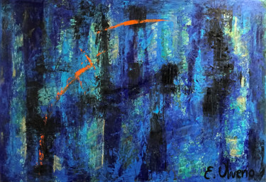 Malerei mit dem Titel "Le grand bleu" von Emilia Oliverio, Original-Kunstwerk, Öl