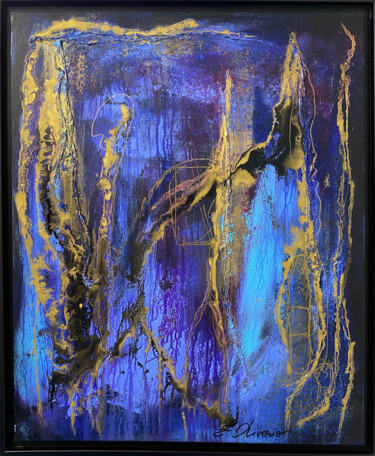 Painting titled "Nuit étoilée" by Emilia Oliverio, Original Artwork, Acrylic Mounted on Wood Stretcher frame