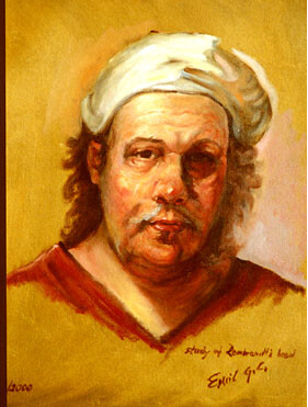 Painting titled "Rembrandt" by Emil Gutman, Original Artwork