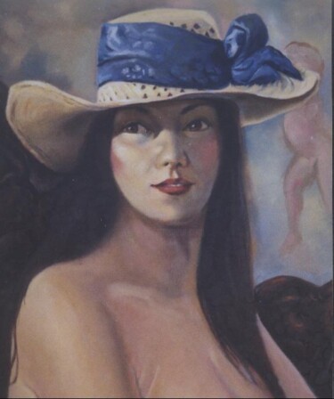 Painting titled "Lady with a hat" by Emil Gutman, Original Artwork