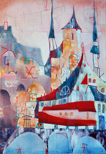 Malerei mit dem Titel "Old city Original…" von Emil Hasenrick, Original-Kunstwerk, Acryl Auf Andere starre Platte montiert