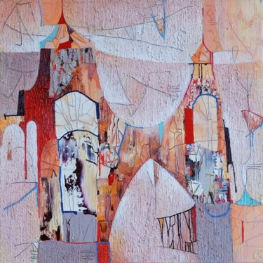 Painting titled "Old city Original…" by Emil Hasenrick, Original Artwork, Acrylic Mounted on Other rigid panel