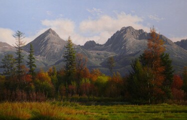 Painting titled "View of the Hight T…" by Emil Mlynarcik, Original Artwork, Oil