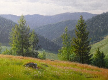 Картина под названием "Mountain meadow" - Emil Mlynarcik, Подлинное произведение искусства, Масло
