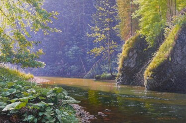 Pintura titulada "Mystic forest 2." por Emil Mlynarcik, Obra de arte original, Oleo
