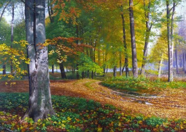 Картина под названием "Wandering through t…" - Emil Mlynarcik, Подлинное произведение искусства, Масло Установлен на Деревян…