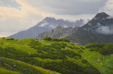 Картина под названием "Oasis of greenery u…" - Emil Mlynarcik, Подлинное произведение искусства, Масло