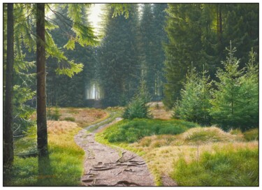 Painting titled "Tatra trails - thro…" by Emil Mlynarcik, Original Artwork, Oil Mounted on Wood Stretcher frame