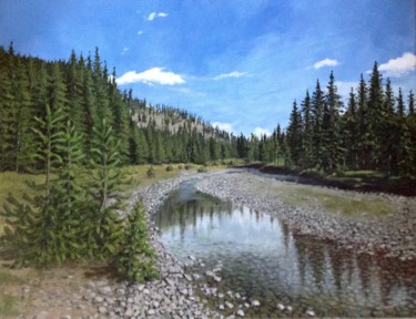 Peinture intitulée "rivière à Yellowsto…" par Emile Dubois, Œuvre d'art originale, Acrylique