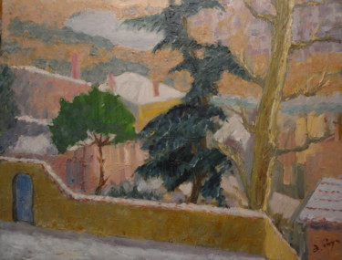 Malerei mit dem Titel ""Premières neiges"" von Emile Paya, Original-Kunstwerk, Öl