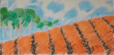 Peinture intitulée ""Paysage du Midi"" par Emile Paya, Œuvre d'art originale, Pastel