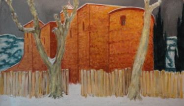 Peinture intitulée ""Palissade"" par Emile Paya, Œuvre d'art originale, Huile