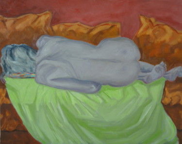 Pittura intitolato ""Nu au divan"" da Emile Paya, Opera d'arte originale, Olio