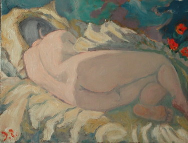 Peinture intitulée ""Endormie"" par Emile Paya, Œuvre d'art originale, Huile