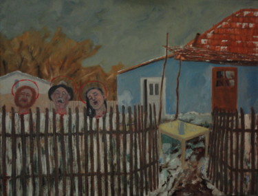 Peinture intitulée ""Le 17 mai 92 à Mod…" par Emile Paya, Œuvre d'art originale, Huile